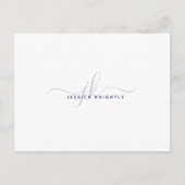 Moderne Monogram Elegant Script Initials Navy Blue Postkarte (Vorderseite)