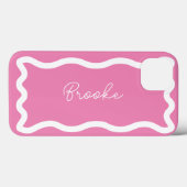 Moderne Monogram Elegant Script Pink Wave Edge Case-Mate iPhone Hülle (Rückseite (Horizontal))