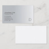 Moderne Monogram Elegant Silver Template Trendy Visitenkarte (Vorne/Hinten)