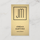 Moderne Monogram Elegante Imitats Gold Foil & Blac Visitenkarte (Vorderseite)