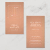 Moderne Monogram-Elegante Kupfer-Imitate zeichnen Visitenkarte (Vorne/Hinten)
