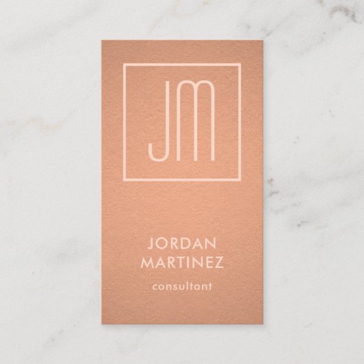 Moderne Monogram-Elegante Kupfer-Imitate zeichnen Visitenkarte (Vorderseite)