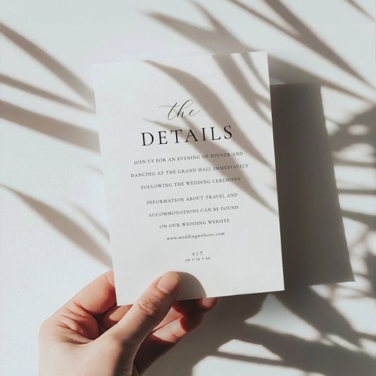 Moderne Monogram-Elegante Skriptdetails Hochzeit Begleitkarte