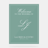 Moderne Monogram Emerald Green Script Willkommen Acrylschild (Vorderseite)