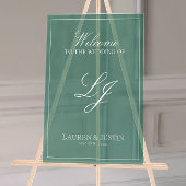 Moderne Monogram Emerald Green Script Willkommen Acrylschild