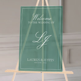 Moderne Monogram Emerald Green Script Willkommen Acrylschild