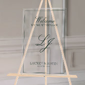 Moderne Monogram Emerald Green Script Willkommen Acrylschild