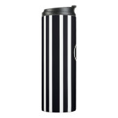 Moderne Monogram, erste Schwarz-Weiß Stripte Kunst Thermosbecher (Nach links gedreht)
