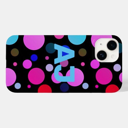 Moderne Monogram farbenfrohe Polka Dot Case-Mate iPhone Hülle (Rückseite (Horizontal))