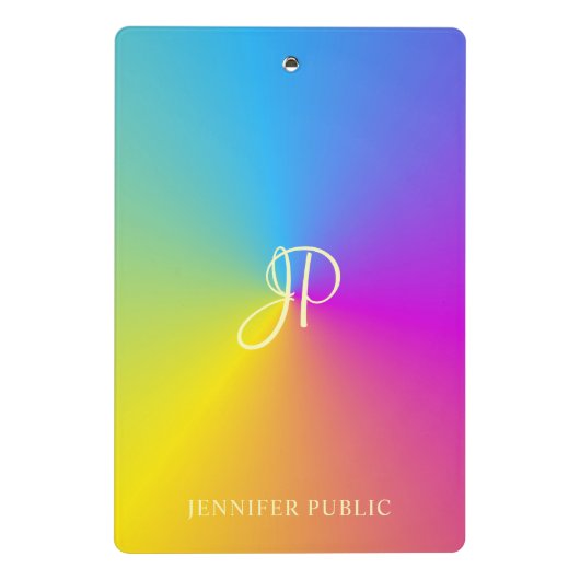 Moderne monogram farbige Vorlage für metallisches  Mini Klemmbrett (Rückseite)