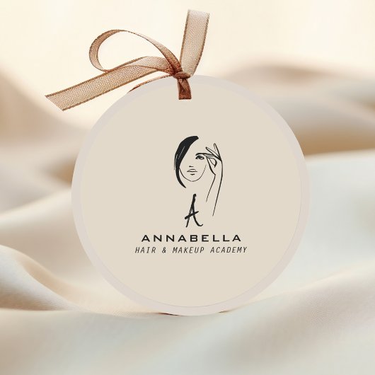 Moderne Monogram Femaie Face Art Runder Aufkleber