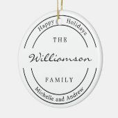 Moderne Monogram Foto Happy Holiday Keramik Ornament (Links)