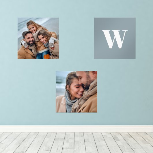 Moderne Monogram Foto Wall Art Bilderwand Sets (Holzboden)