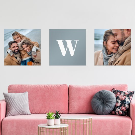 Moderne Monogram Foto Wall Art Bilderwand Sets (Wohnzimmer)