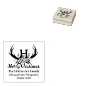 Moderne Monogram Frohe Weihnachtsblume Hirsch Gummistempel (Stempel)