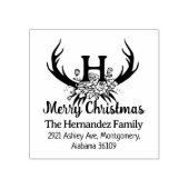 Moderne Monogram Frohe Weihnachtsblume Hirsch Gummistempel (Prägung)