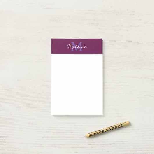 Moderne Monogram Fuchsia Pink und Lavender Post-it Klebezettel (Auf Schreibtisch)