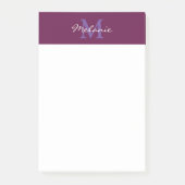 Moderne Monogram Fuchsia Pink und Lavender Post-it Klebezettel (Vorderseite)
