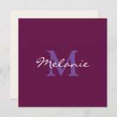 Moderne Monogram Fuchsia Pink und Lilac Lila Card Dankeskarte (Vorne/Hinten)