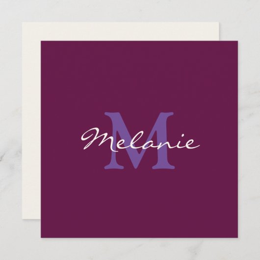 Moderne Monogram Fuchsia Pink und Lilac Lila Card Dankeskarte (Vorne/Hinten)