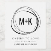 Moderne Monogram Gastgeschenk Hochzeit Weinetikett (Einzelnes Label)