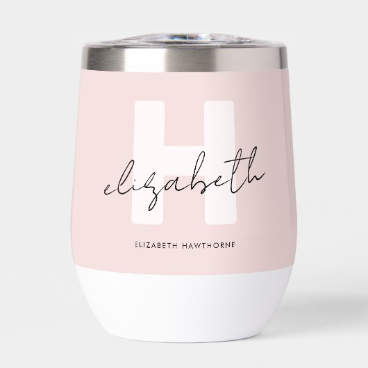 Moderne Monogram Girl Script Blush Pink Bridesmaid (Vorderseite)