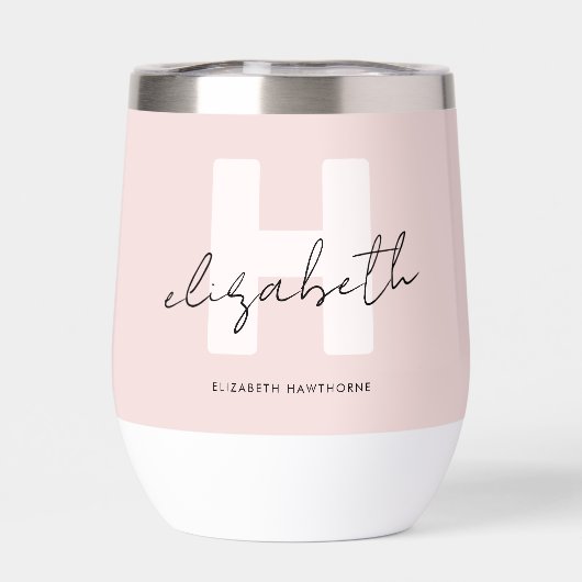 Moderne Monogram Girl Script Blush Pink Bridesmaid (Rückseite)