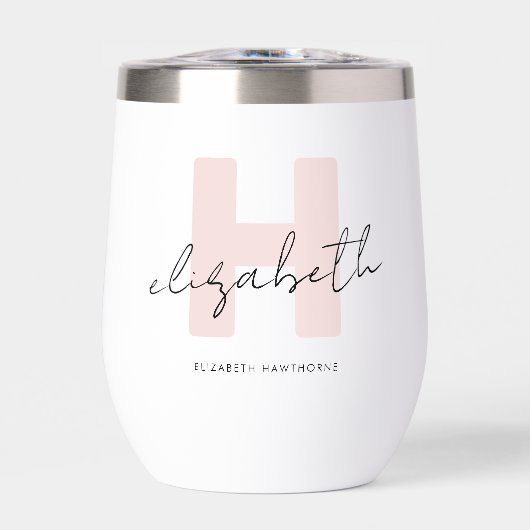 Moderne Monogram Girl Script Blush Pink Bridesmaid (Vorderseite)