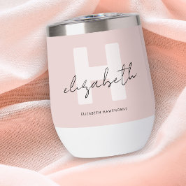 Moderne Monogram Girl Script Blush Pink Bridesmaid