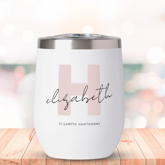 Moderne Monogram Girl Script Blush Pink Bridesmaid