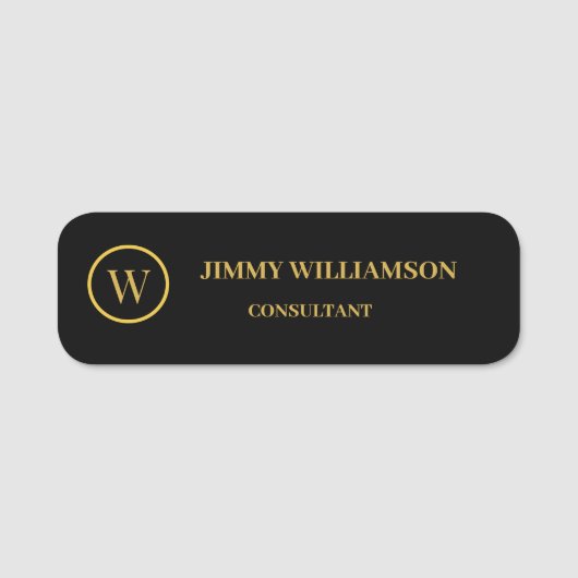 Moderne Monogram Gold Black Business Card Namensschild (Vorderseite)