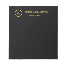 Moderne Monogram Gold Black Business Card Notizblock