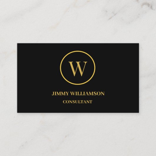 Moderne Monogram Gold Black Business Card Visitenkarte (Vorderseite)