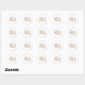 Moderne Monogram Gold Script White Eagle Hochzeit Runder Aufkleber (Blatt)