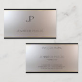 Moderne Monogram Gold Silver Template Luxus Seide Visitenkarte (Vorne/Hinten)
