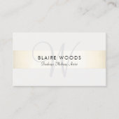Moderne Monogram Gold White Strip Business Card Visitenkarte (Vorderseite)