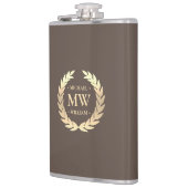 Moderne Monogram Golfer Name Initials Brown Gold Flachmann (Links)