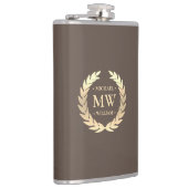 Moderne Monogram Golfer Name Initials Brown Gold Flachmann (Rechts)