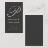 Moderne Monogram Graue Visitenkarte (Vorne/Hinten)