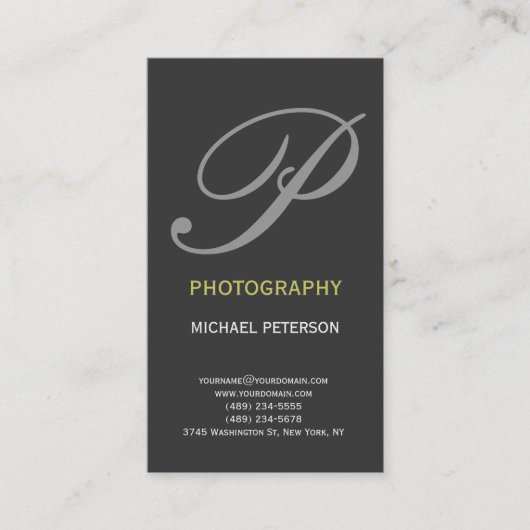 Moderne Monogram Graue Visitenkarte (Vorderseite)