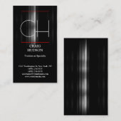 Moderne Monogram Graue White Red Business Card Visitenkarte (Vorne/Hinten)