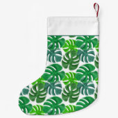 Moderne Monogram Green Botanical Palm Blätter Kleiner Weihnachtsstrumpf (Rückseite)