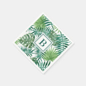 Moderne Monogram Green Botanical Palm Blätter Serviette (Ecke)