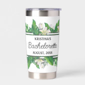 Moderne Monogram Green Leaf Frame Bachelorette Thermobecher (Links)