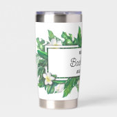 Moderne Monogram Green Leaf Frame Bachelorette Thermobecher (Vorderseite)
