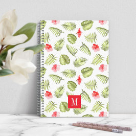 Moderne Monogram Green Palm Blätter Notizblock