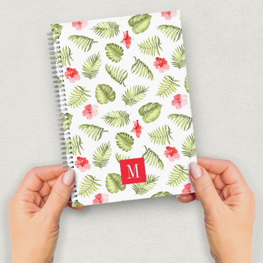 Moderne Monogram Green Palm Blätter Notizblock