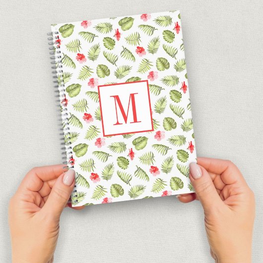 Moderne Monogram Green Palm Blätter Notizblock