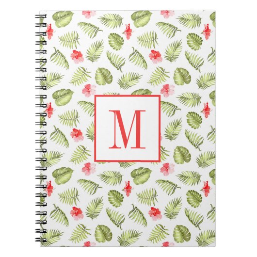 Moderne Monogram Green Palm Blätter Notizblock (Vorderseite)