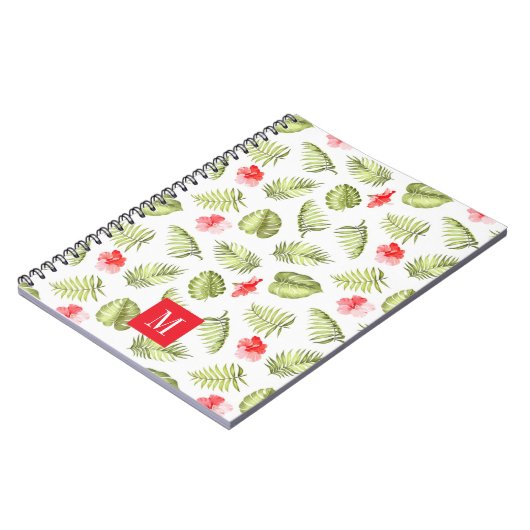 Moderne Monogram Green Palm Blätter Notizblock (Linke Seite)